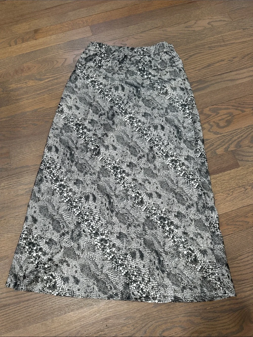 Free People Black & White Printed Midi Skirt